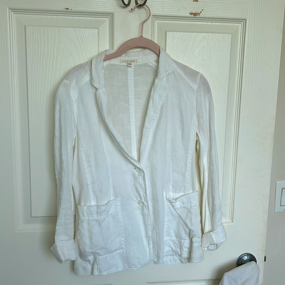 Eileen Fisher White Linen Blazer